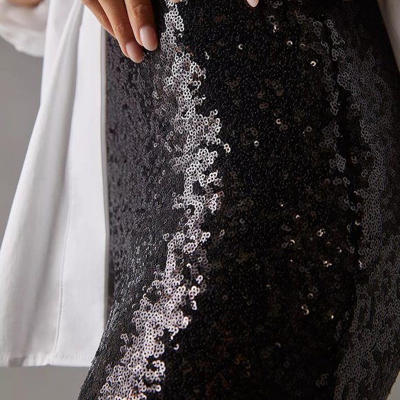 Anthropologie The Joni Sequined Flare Leg Pants Black - Picture 4 of 4